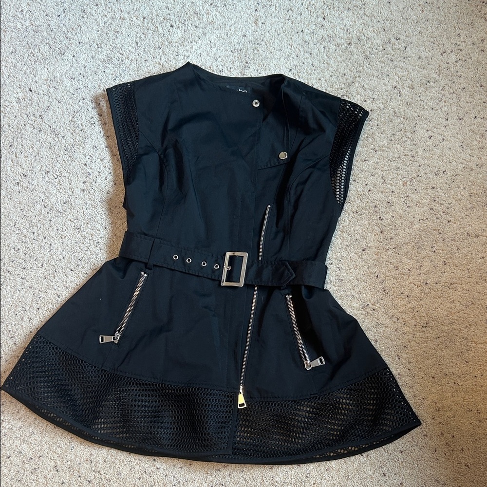 Bebe Black Sleeveless Belted Vest